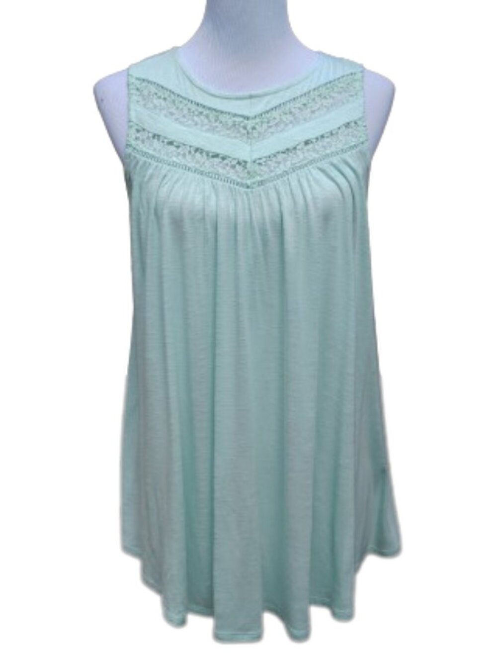 Apt. 9 Mint Green Blouse Laser-Cut Lace Print Circle Loose Baggy Style
